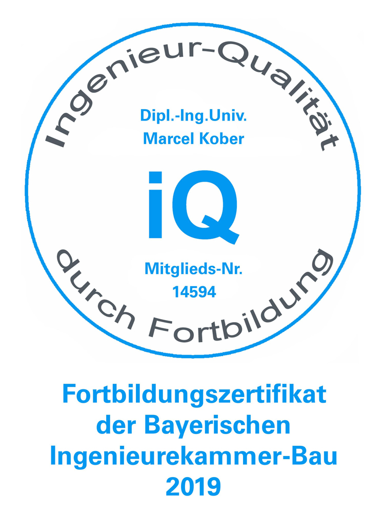 Fortbildungszertifikat der Bayerischen Ingenieurekammer-Bau 2019 Fortbildungszertifikat der Bayerischen Ingenieurekammer-Bau 2019